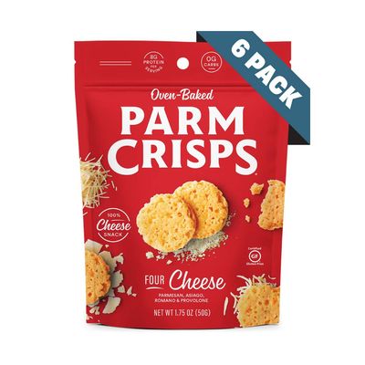 ParmCrisps - Four Cheese Parm Crisps, Made Simply with 100% REAL Cheese | Healthy Keto Snacks, Low Carb, High Protein, Gluten Free, Oven Baked, Keto-Friendly | 1.75 Oz (Pack of 6)