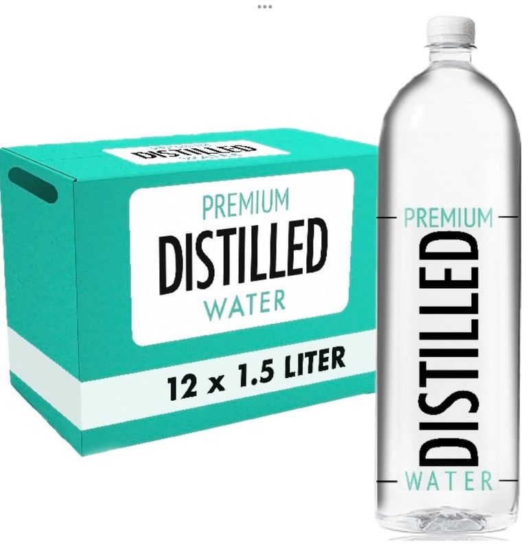 PREMIUM DISTILLED WATER | 1.5 Liter/ 50.7oz Big bottles 12 pack | Big Case | PURE multi purpose Delicious Distilled Water