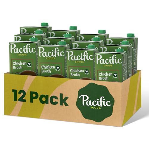 Pacific Foods Free Range Chicken Broth, 32 oz Carton (Pack of 12)