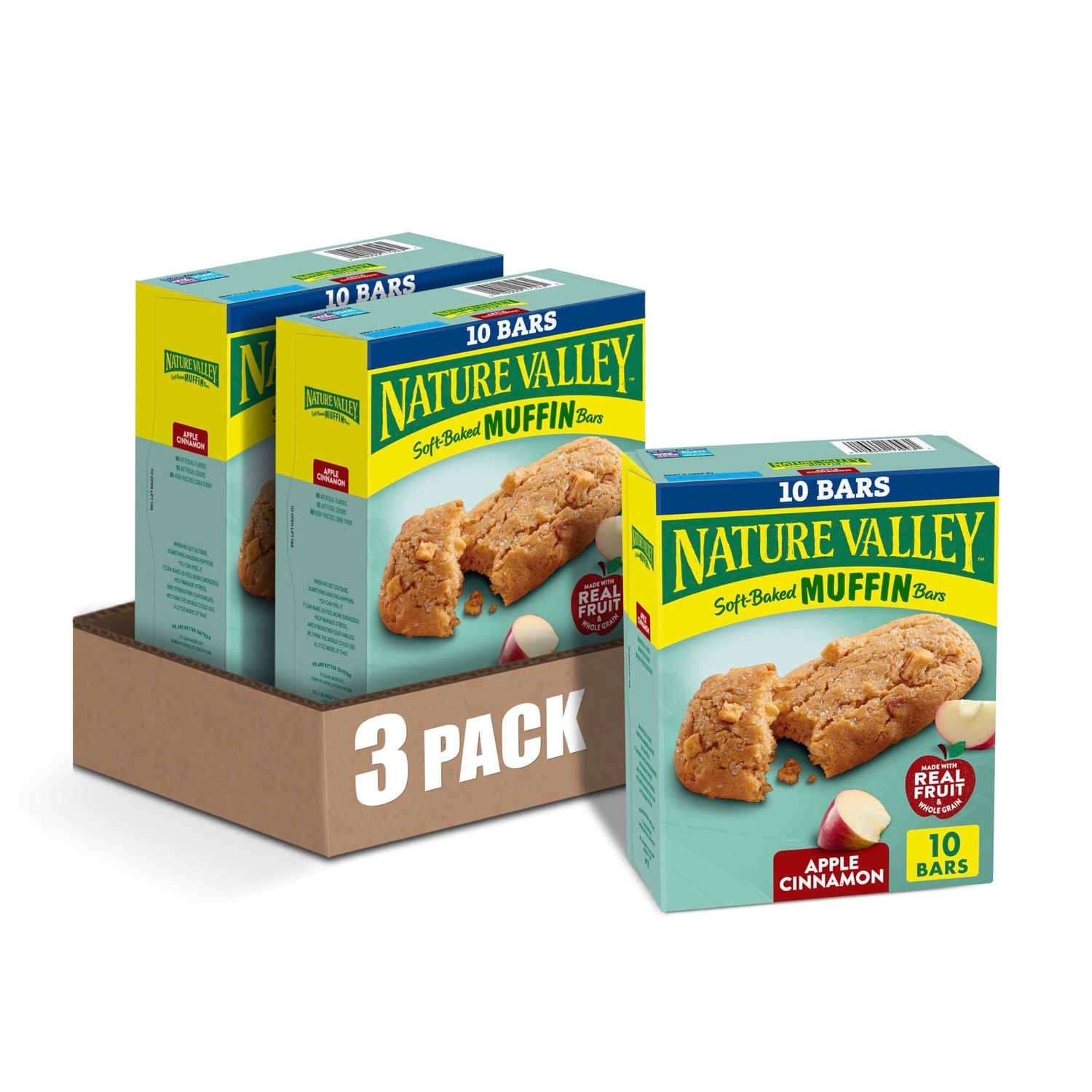 Nature Valley Soft-Baked Muffin Bars, Apple Cinnamon, Snack Bars, 10 ct (Pack of 3)