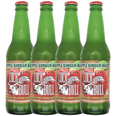 Cock n Bull Apple Ginger Beer 4 Pack 12oz Soda Bottles - Ideal Mixer for Cocktails, Mocktails, and Bartenders - Premium Quality for Perfect Mixed Drinks - Refreshing Flavor Profile- Made In USA