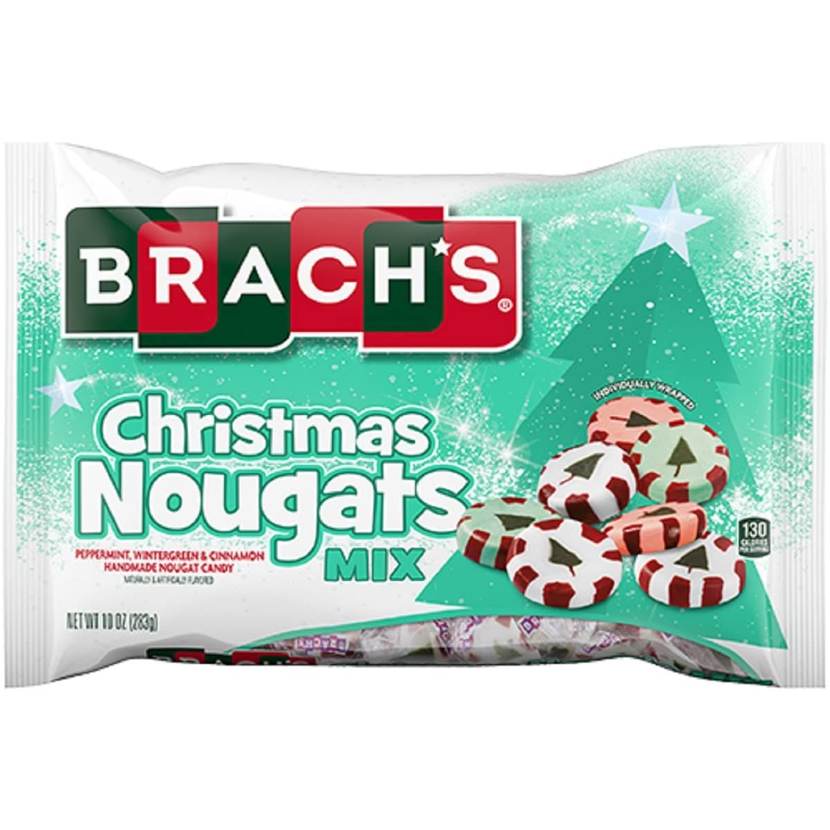 Brach&#39;s Christmas Nougats Mix - 10-oz. Bag Peppermint, Wintergreen, and Cinnamon Handmade Nougat Candy Holiday Favorite