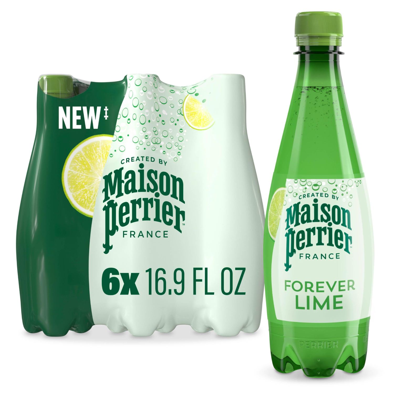 Maison Perrier Forever Lime Flavored Sparkling Water, 16.9 Fl Oz Plastic Water Bottles, 6 Count 101.4 fl oz