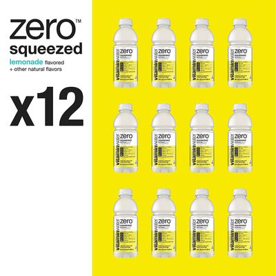 vitaminwater zero sugar squeezed, electrolyte enhanced water w/vitamins, lemonade drinks, 20 fl oz, 12 Pack