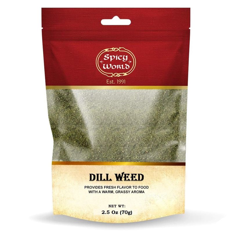Spicy World Dill Weed 2.5 Oz Bag (70g) | Perfect Seasoning and Spice for Salads and Soups (2.5 Ounce Bag)