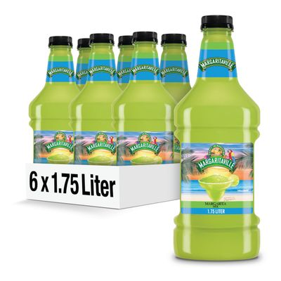 Margaritaville Margarita Mix, 1.75 L bottle (Pack of 6), Fresh Lime Flavored Cocktail Mixer, Premium Ingredients, Perfect for Margaritas and Mocktail Drinks