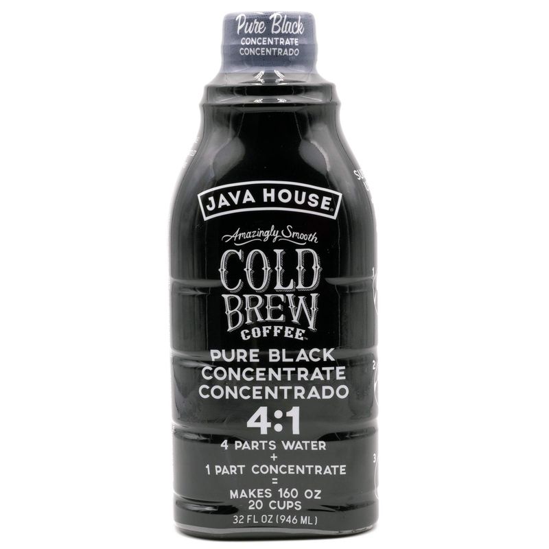 JAVA HOUSE Cold Brew Coffee, Colombian 4:1 Liquid Concentrate, 32 Ounce Bottle