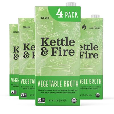 Vegetable broth by Kettle and Fire - fresh vegetables soup, Gluten-Free, Paleo Friendly, Dairy Free, Keto Diet, Natural Soup Base, 32oz (Pack of 4)