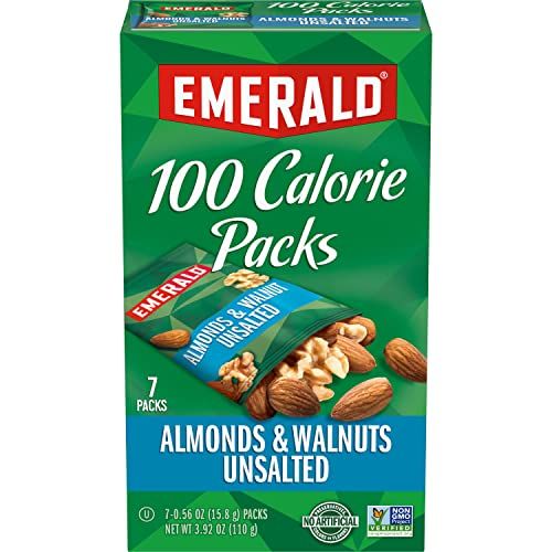 Emerald Nuts Unsalted Almonds and Walnuts 7 Ct (1-Pack), 100-Calorie Individual Packs of Nut Blend, Kosher Certified, Non-GMO, Contains No Artificial Preservatives, Flavors or Synthetic Colors