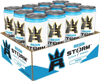 REIGN Storm, Mango, Fitness &amp; Wellness Energy Drink, 12 Fl Oz (Pack of 12)