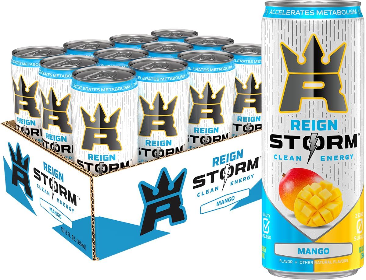 REIGN Storm, Mango, Fitness &amp; Wellness Energy Drink, 12 Fl Oz (Pack of 12)