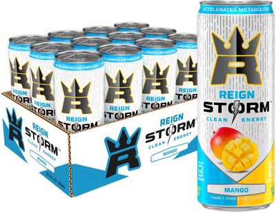 REIGN Storm, Mango, Fitness &amp; Wellness Energy Drink, 12 Fl Oz (Pack of 12)