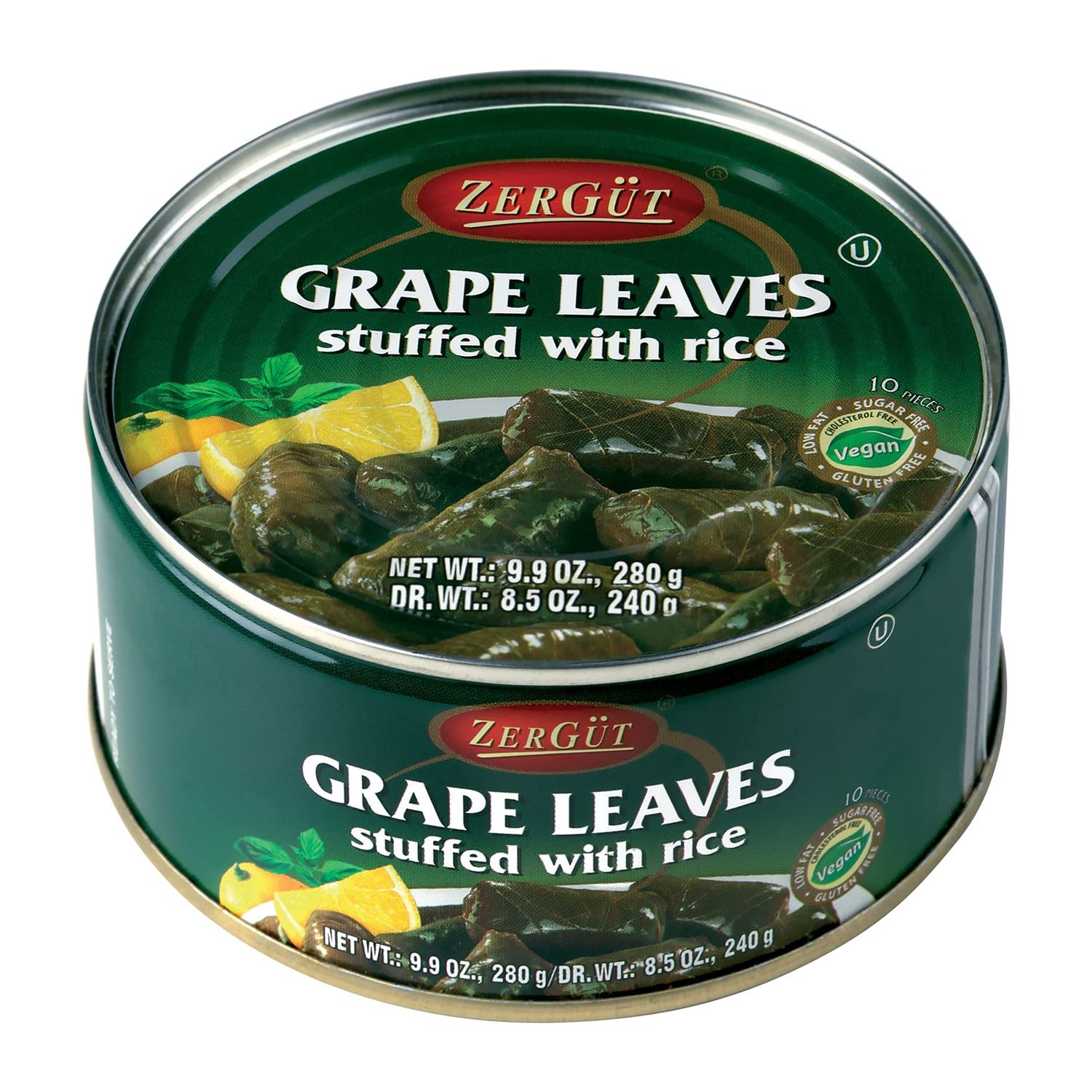 Zergut | Grape Leaves Stuffed with Rice | Vegetarian | Ready to Serve | No Artificial Colors, Additives, or Preservatives | 9.9 oz