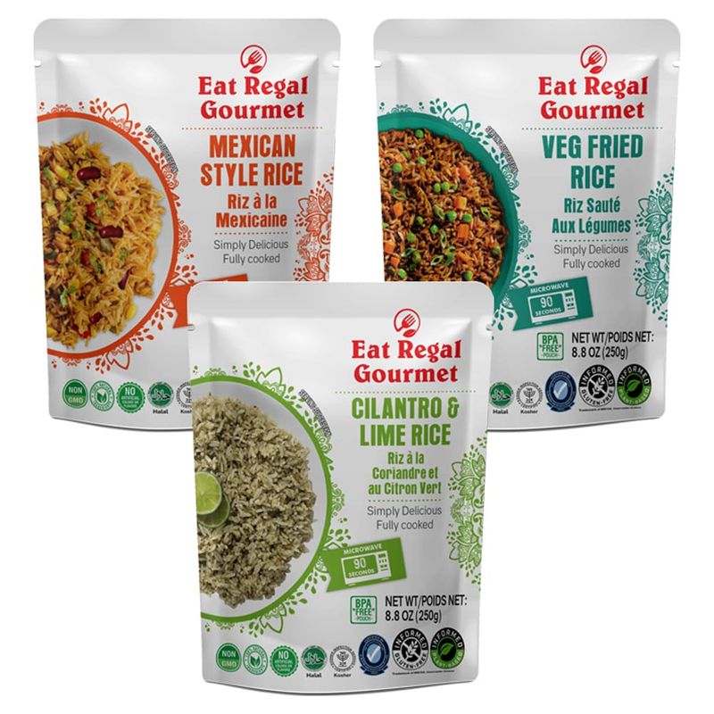 Eat Regal Microwave Rice  3 Flavor Ready to Eat Variety Pack with Mexican Rice Veg Fried Rice and Cilantro  Lime  Ready in 90 Seconds  88oz Pack of 6 Microwavable Food  Rice Microwavable  Heat and Eat