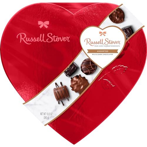 Russell Stover, Red Foil Heart, 10 Ounce - Chocolate Gift Box for Valentine&#39;s Day, Mother&#39;s Day, Anniversary and Birthdays