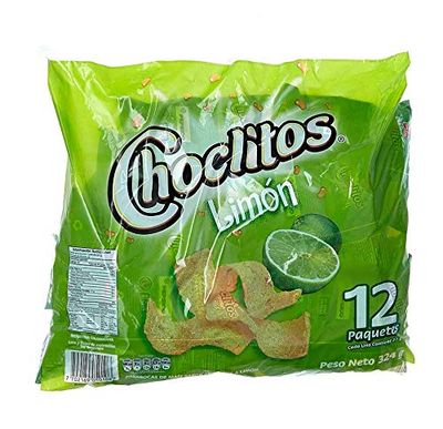 CHOCLITOS Sabor Limon 12 Packs de 27 grs c/u - Corn Chips Lime Flavor 12 Packs of 95 oz each.