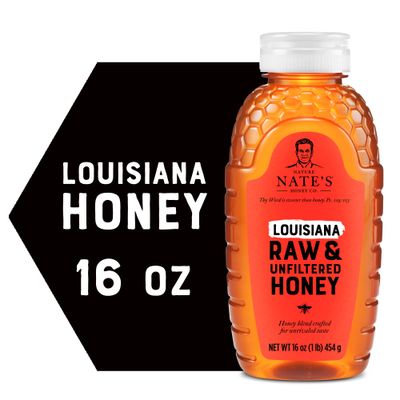 Nate&#39;s Louisiana 100% Pure, Raw &amp; Unfiltered Honey - 16 oz. Squeeze Bottle - All-natural Sweetener