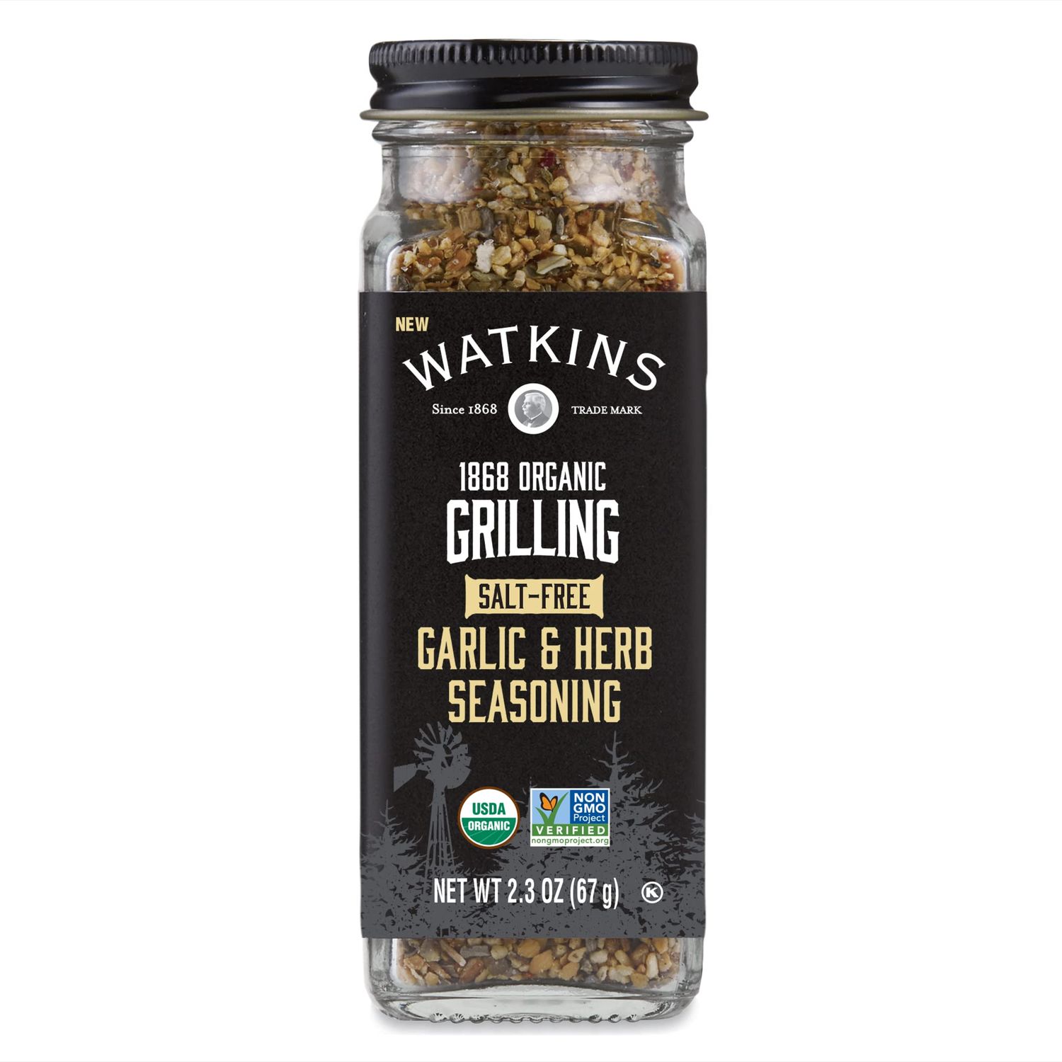 Watkins Salt-Free Organic Garlic &amp; Herb Seasoning, 2.3 oz, 1-Pack