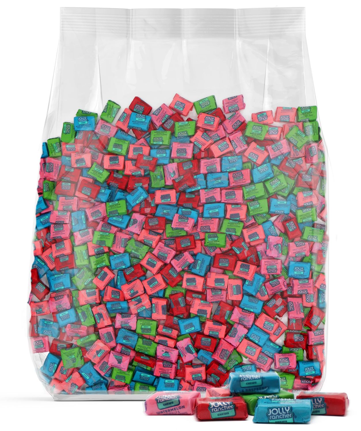 JOLLY RANCHER Chews Assorted Fruit Flavored Candy Bulk Bag 2 lb Share Size Individually Wrapped Pieces of Indulging Fruity Candies Flavors Include Blue Raspberry Green Apple Watermelon Cherry