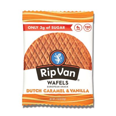 Rip Van Wafels Dutch Caramel &amp; Vanilla Stroopwafels, Healthy Snacks, Non-GMO, Low Calorie, Low Sugar (3g), Office Snacks, Keto Friendly, 12 Count