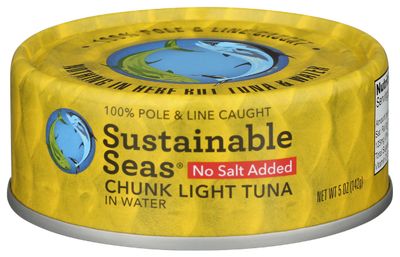 SUSTAINABLE SEAS Chunky Light Tuna in Water No Salt, 6 OZ
