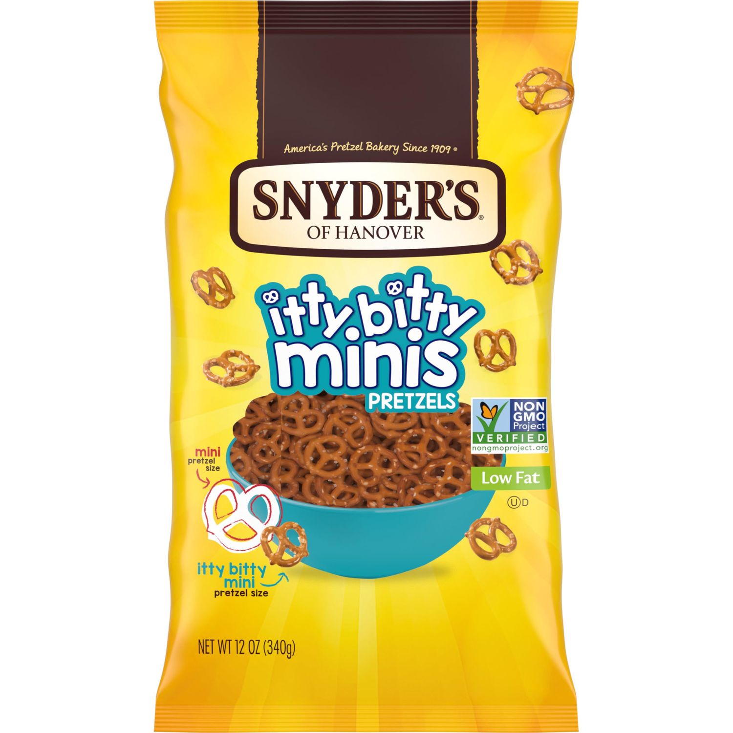 Snyder&#39;s of Hanover, Itty Bitty Minis Pretzels, 12 Oz Bag
