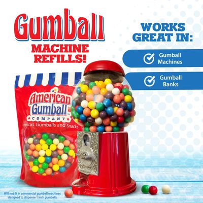 American Gumball Company - .62 inch Bubble Gum Balls for Small 1/2 Gumball Machine - 5 Assorted Flavors, Bulk Bag, 2 Pounds