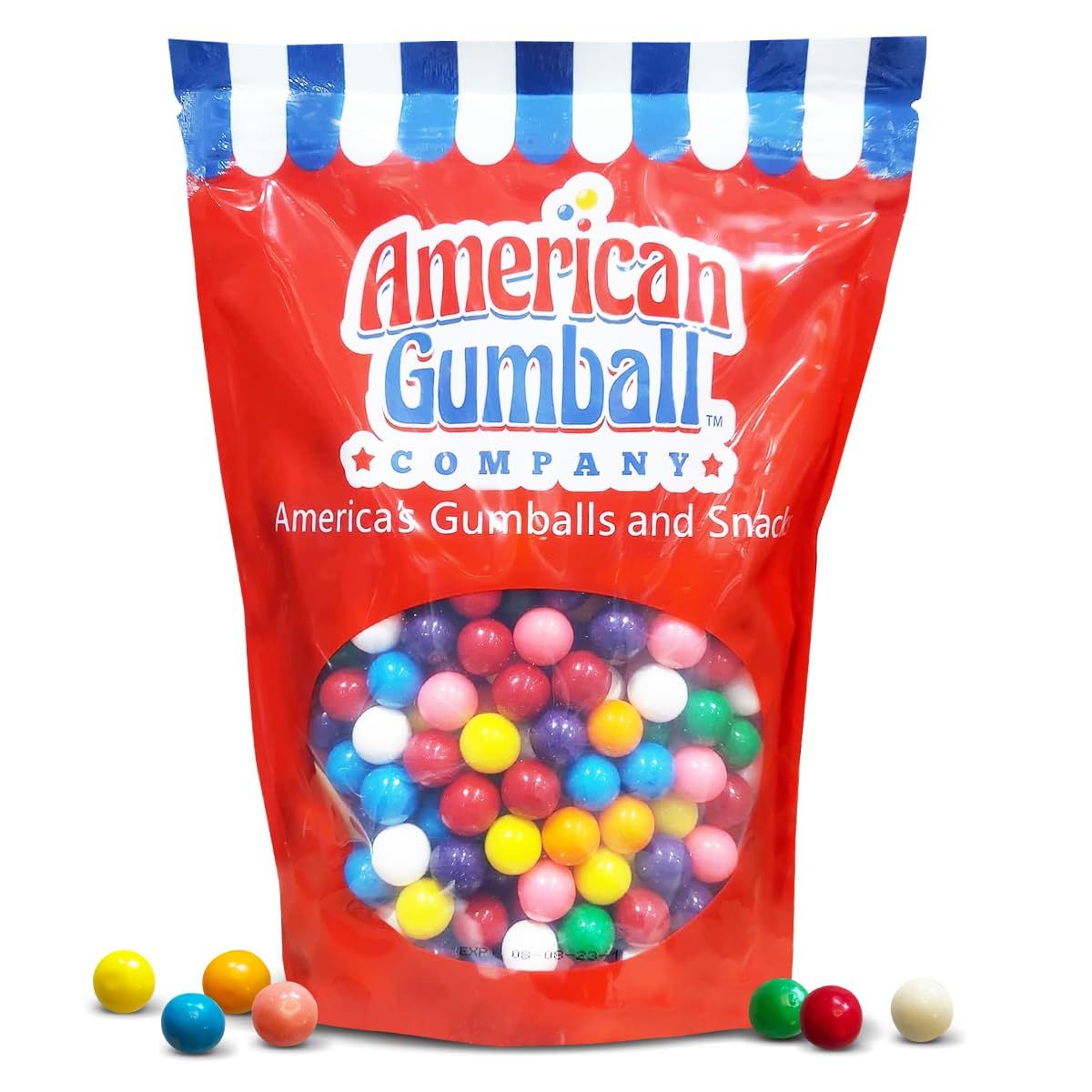American Gumball Company - .62 inch Bubble Gum Balls for Small 1/2 Gumball Machine - 5 Assorted Flavors, Bulk Bag, 2 Pounds