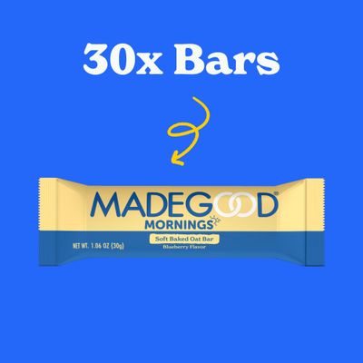 MadeGood Mornings Soft Baked Breakfast Bars, Blueberry, 1.06 Oz (30 Count) Gluten Free Snacks