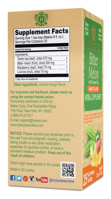 Hyleys Bitter Melon with Green Tea - Mango Flavor - 25 Tea Bags - Supports Healthy Liver Function - Herbal Supplement