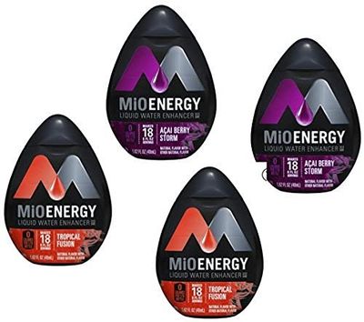 Mio Liquid Water Enhancer Energy Variety Pack (Acai Berry Storm, Tropical Fusion) - Pack of 4