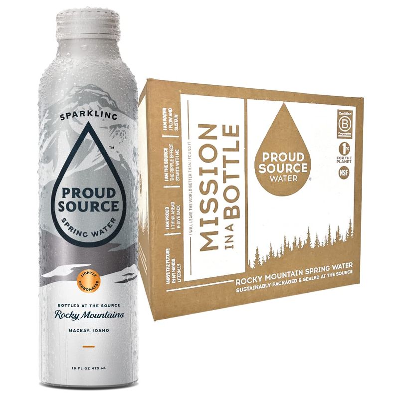 Proud Source Sparkling Spring Water, Natural Minerals and Light Bubbles, 16oz Bottles (6 pack)
