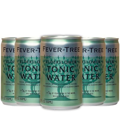 Fever Tree Elderflower Tonic Water - Premium Quality Mixer &amp; Soda - Refreshing Beverage for Cocktails &amp; Mocktails 150ml Cans
