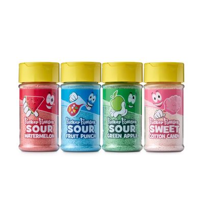 Pucker Powder Dessert Topping Assortment Pack - Candy, Ice Cream Topper, Cupcake and Cake Topper, Gift Pack, Kids Parties, Cocktail Rimmer - 4 Pack