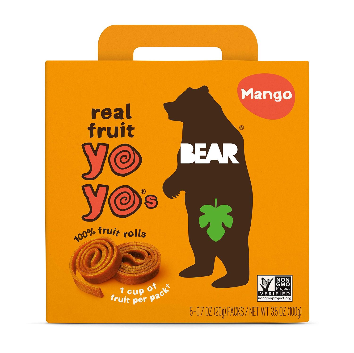 Bear Yoyo BEAR, Real Fruit Yoyos, 0.7 Oz, No added Sugar, All Natural, non GMO, Gluten Free, Vegan, Healthy on-the-go snack for kids &amp; adults, Mango, 5 Count (Pack of 5)