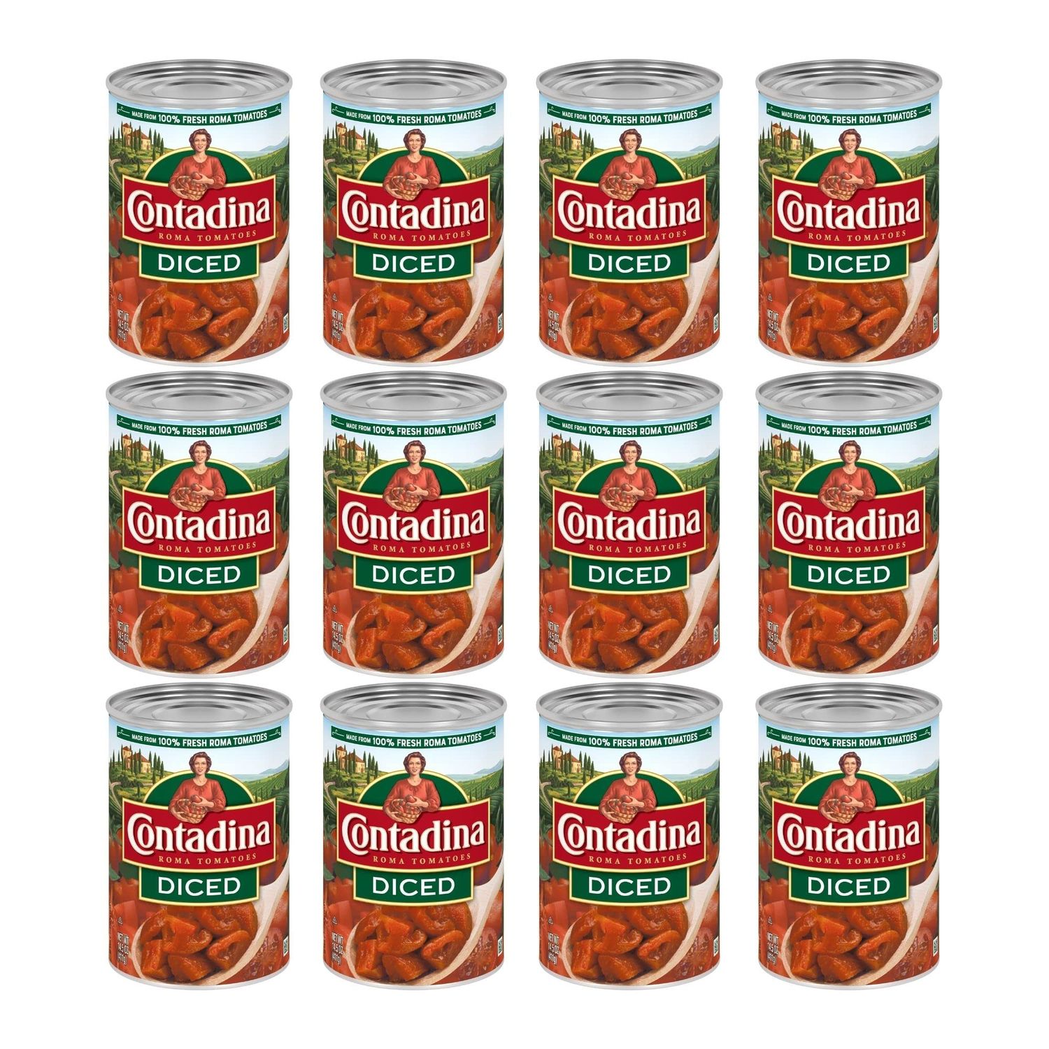 Contadina Diced Tomatoes, 14.5 oz (Pack of 12 Cans)
