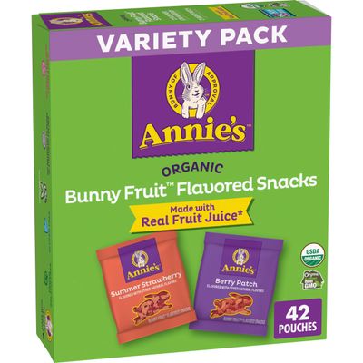 Annie&#39;s Organic Berry Patch and Summer Strawberry Bunny Fruit Snacks Variety Pack 42 Count, 29.4oz