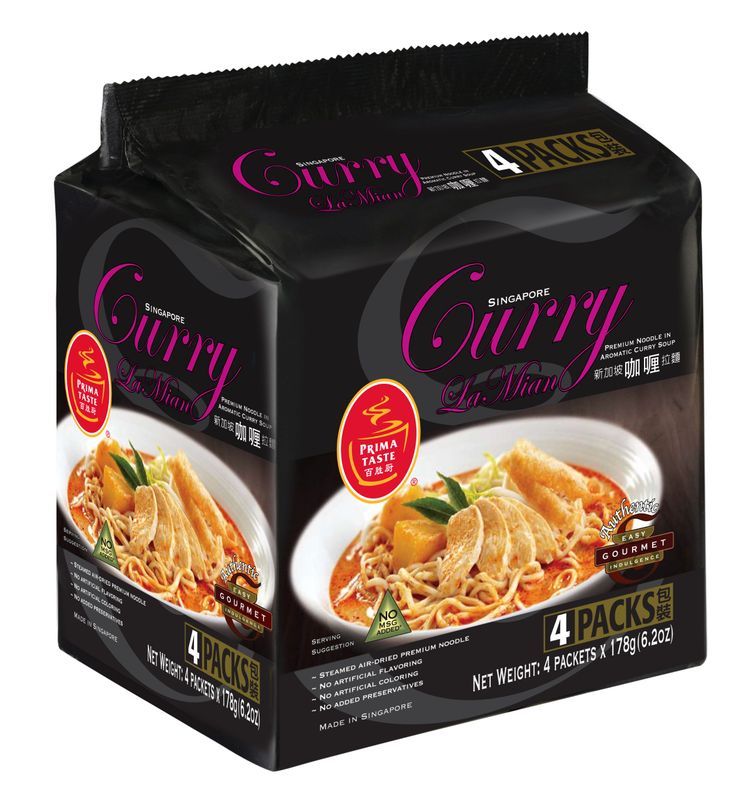 Prima Taste Singapore Curry Lamian Noodles, 4 Packets of 6.2 Ounce