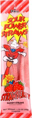 Sour Power Candy Straws, Strawberry, 1.75 oz (Pack of 24)
