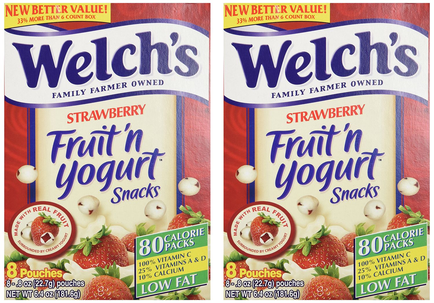 Welch&#39;s Strawberry Fruit&#39;n Yogurt Snacks 8 Pouches (2 Pack - 16 Pouches Total)