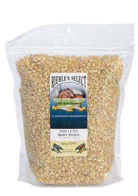 Riehle&#39;s Select Popping Corn - Hulless Baby White Whole Grain Popcorn - (28oz) Resealable Bag