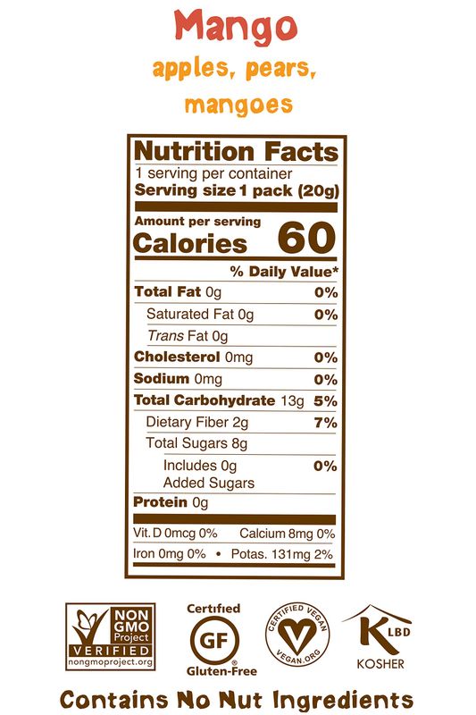 Bear Yoyo BEAR, Real Fruit Yoyos, 0.7 Oz, No added Sugar, All Natural, non GMO, Gluten Free, Vegan, Healthy on-the-go snack for kids &amp; adults, Mango, 5 Count (Pack of 5)