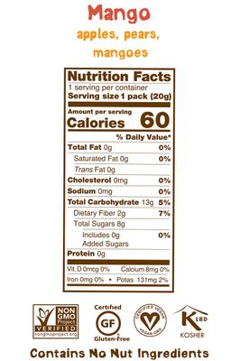 Bear Yoyo BEAR, Real Fruit Yoyos, 0.7 Oz, No added Sugar, All Natural, non GMO, Gluten Free, Vegan, Healthy on-the-go snack for kids & adults, Mango, 5 Count (Pack of 5)