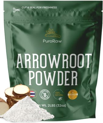 Arrowroot Starch Powder, 2lb Gluten Free, Pure Arrow Root, Paleo, Non-GMO, Batch Tested, Product of Thailand, 2 Pounds, By PuroRaw