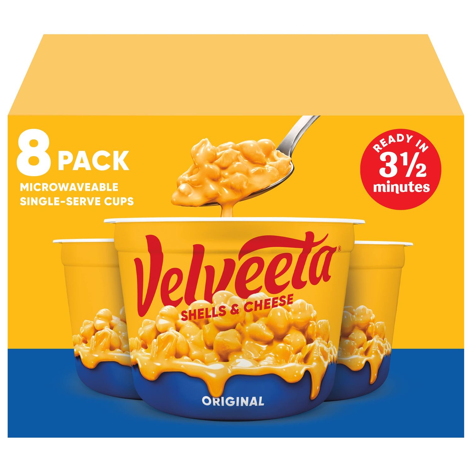 Velveeta Shells &amp; Cheese Original Microwaveable Shell Pasta &amp; Cheese Sauce, 8 ct Box, 2.39 oz Cups
