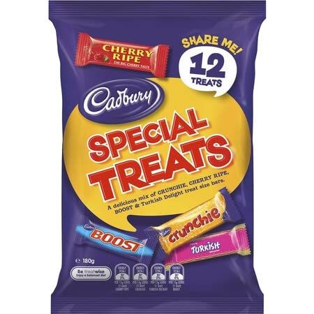 Cadbury Share Pack Special Treats 195g | Crunchie, Cherry Ripe, Turkish Delight, Boost | Made in Australia (12 Pack) | Filled with Australia&#39;s Favorite Treats!