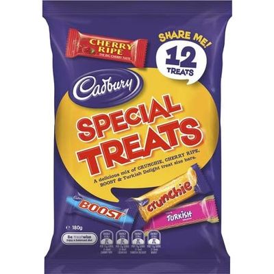 Cadbury Share Pack Special Treats 195g | Crunchie, Cherry Ripe, Turkish Delight, Boost | Made in Australia (12 Pack) | Filled with Australia&#39;s Favorite Treats!