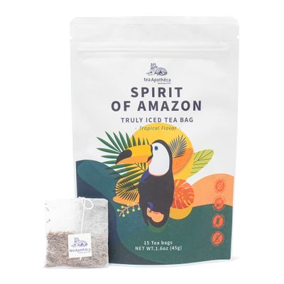 Tea Apotheca | Spirit of Amazon Iced Tea Bag | Rooibos Tangerine Peel Honeybush Monk Fruits | Refreshing Sweet Beverages, Sugar Free, Caffeine Free, Gluten Free, Herbal blending tea (15 teabags)