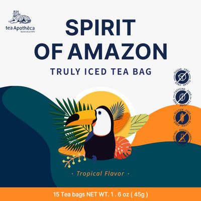 Tea Apotheca | Spirit of Amazon Iced Tea Bag | Rooibos Tangerine Peel Honeybush Monk Fruits | Refreshing Sweet Beverages, Sugar Free, Caffeine Free, Gluten Free, Herbal blending tea (15 teabags)