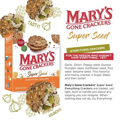 Mary's Gone Crackers Super Seed Crackers, Organic Plant Based Protein, Gluten Free, Everything, 5.5 Ounce (Pack of 1)